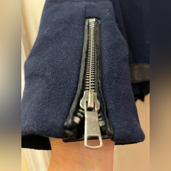 Joie women’s moto jacket size xl, leather and wool accents with belted waist - Picture 7 of 10